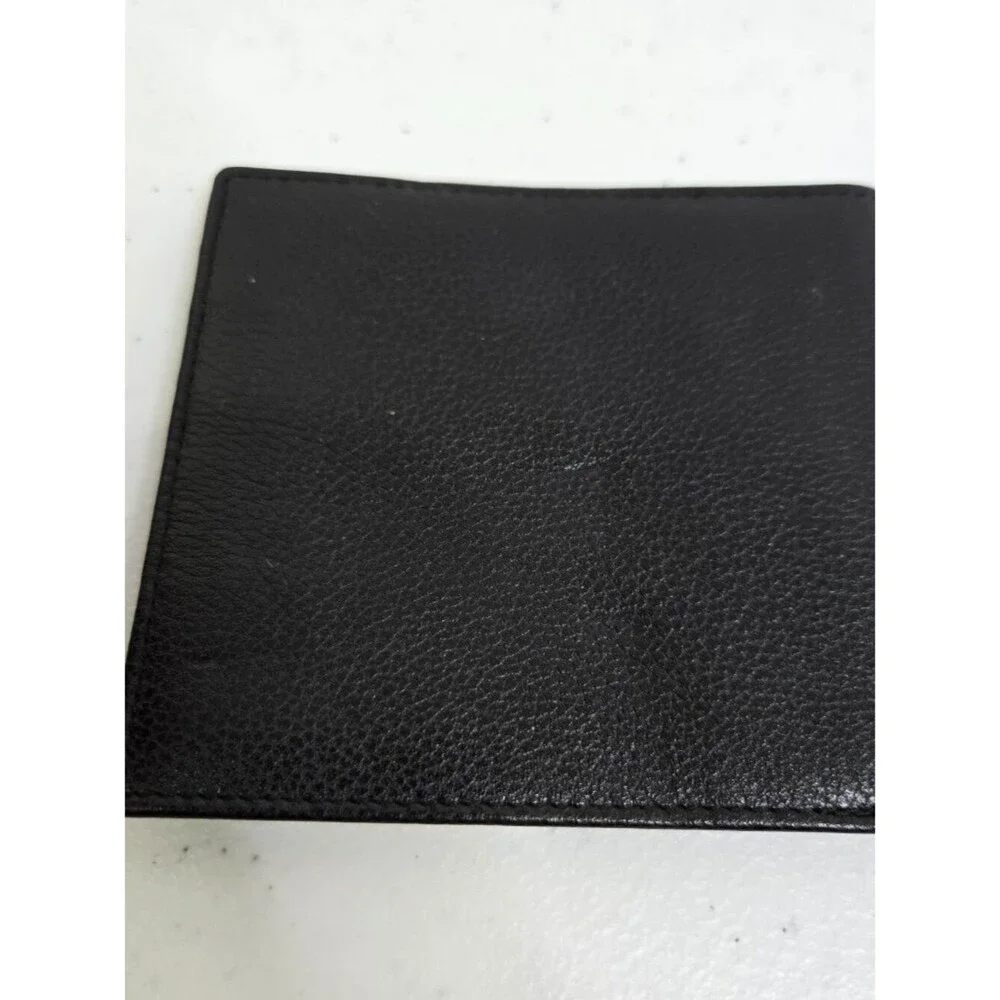 Emanuel Ungaro Bifold Wallet Black Gold Tone Mens Leather Vintage Small